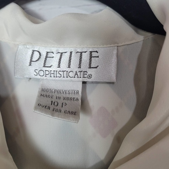 VINTAGE 80s Petite Sophisticated Floral Vest Button Down Shirt Womans Size 10P - Picture 4 of 5